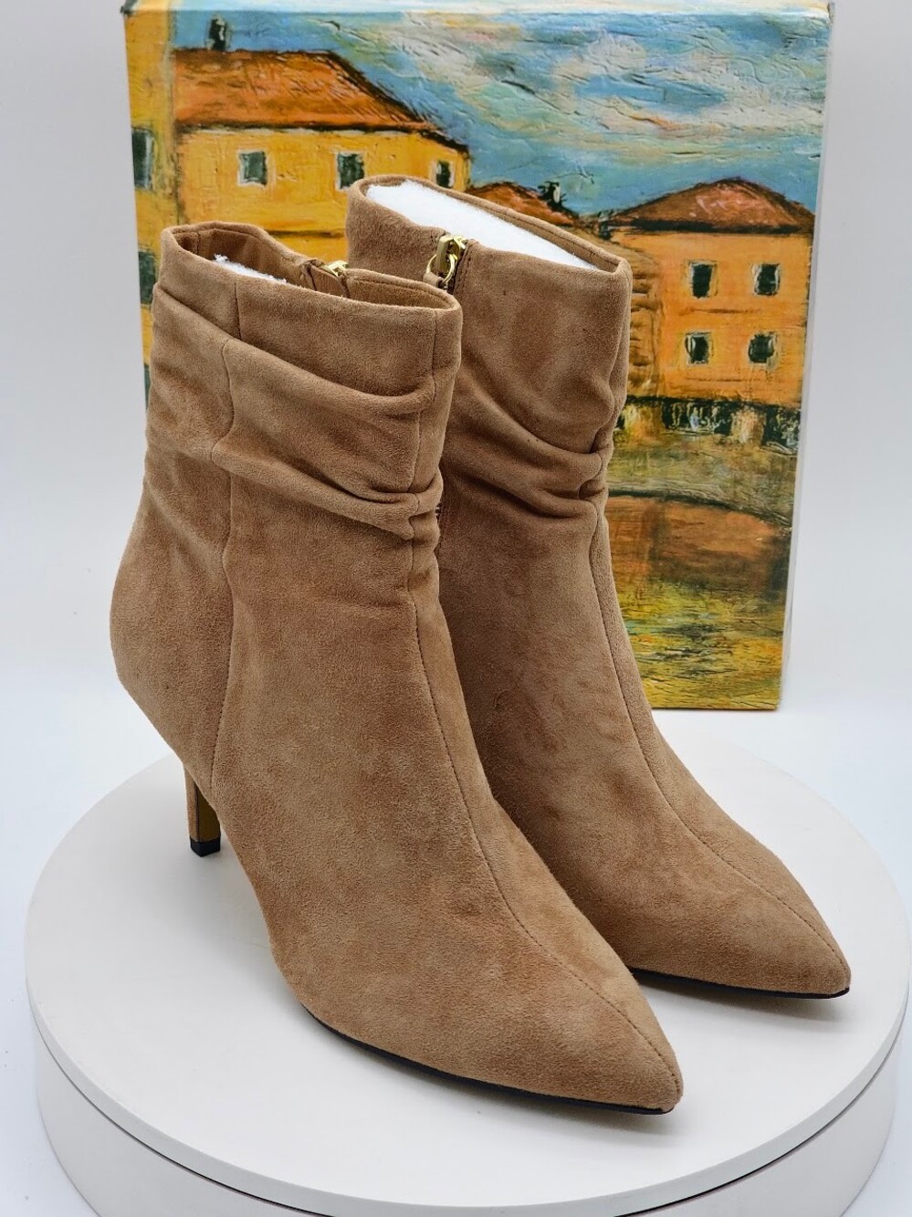 Bella Vita Danielle Saddle Kid Suede Pointed Toe Ankle Boots Women’s Size 9.5 W